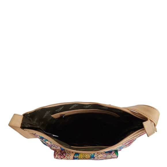 Hand Painted Floral Leather Hobo Crossbody Bag for Women, Over The Shoulder Bag - Picture 6 of 8